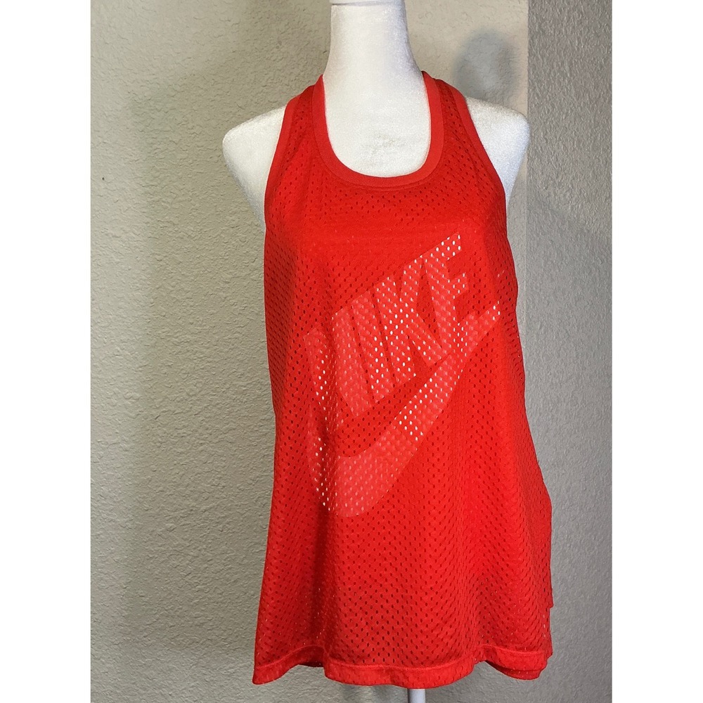 Nike Sportswear Womens Mesh Tank Top Red Just Do It Racerback Gym Streetwear